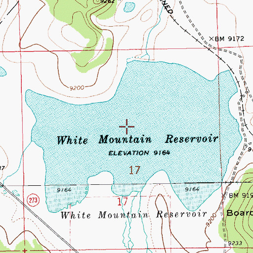 Topographic Map of White Mountain Reservoir, AZ