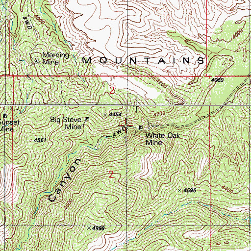 Topographic Map of White Oak Mine, AZ