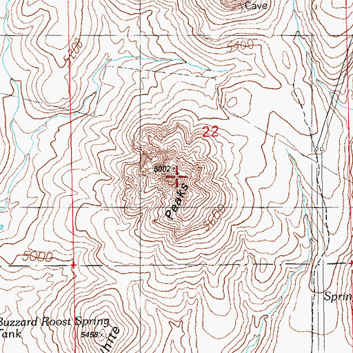 Topographic Map of White Peaks, AZ