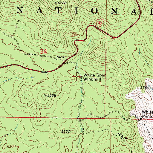 Topographic Map of White Spar Windmill, AZ