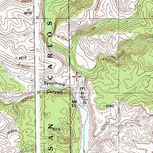 Topographic Map of Whitewater Creek, AZ