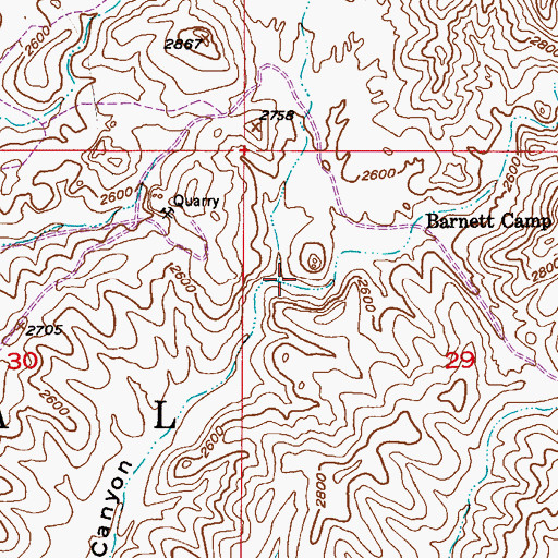 Topographic Map of Whitford Canyon, AZ