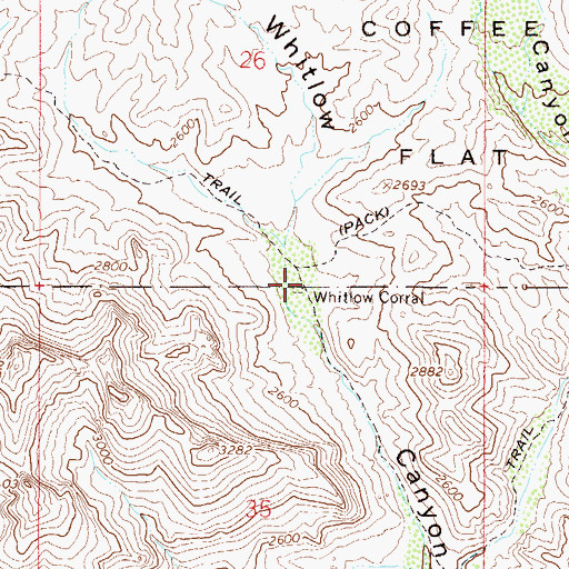 Topographic Map of Whitlow Corral, AZ