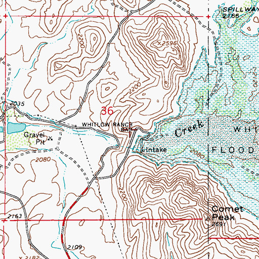 Topographic Map of Whitlow Ranch Dam, AZ