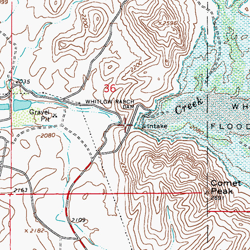 Topographic Map of Whitlow Ranch Flood Control Basin, AZ