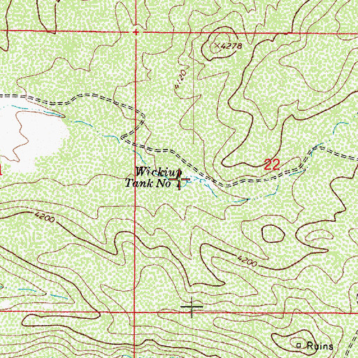 Topographic Map of Wickiup Tank Number One, AZ