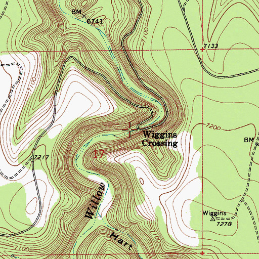 Topographic Map of Wiggins Crossing, AZ