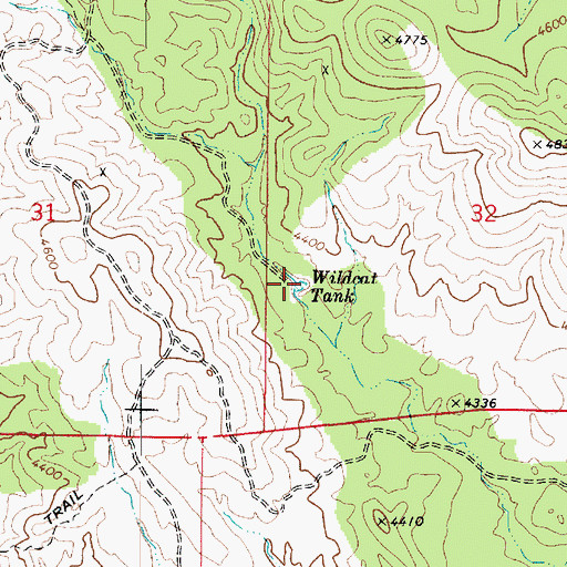 Topographic Map of Wildcat Tank, AZ