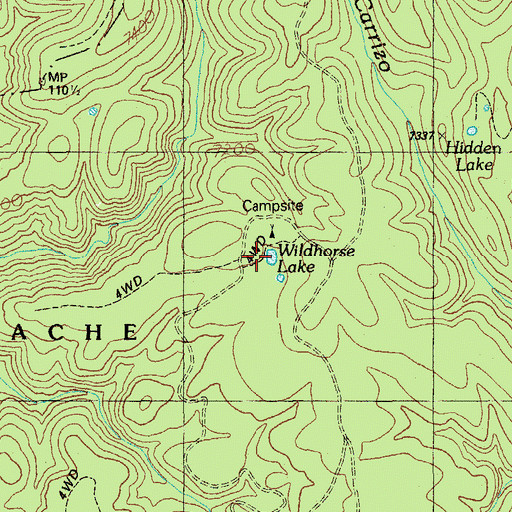 Topographic Map of Wildhorse Lake, AZ