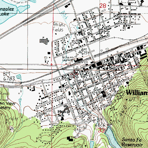 Topographic Map of Williams, AZ
