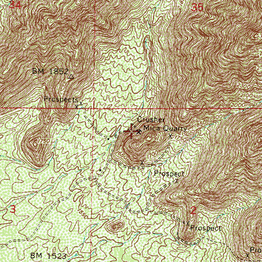Topographic Map of Crusher Mica Quarry, AZ