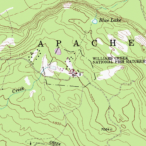 Topographic Map of Williams Creek National Fish Hatchery, AZ