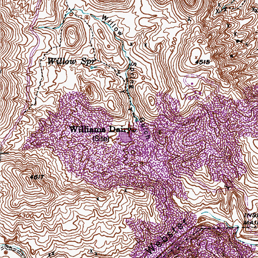 Topographic Map of Williams Dairy, AZ