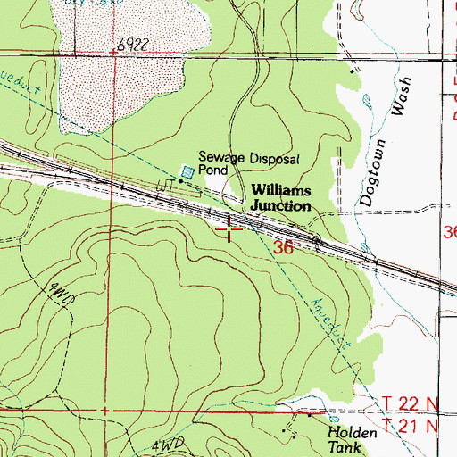 Topographic Map of Williams Junction, AZ