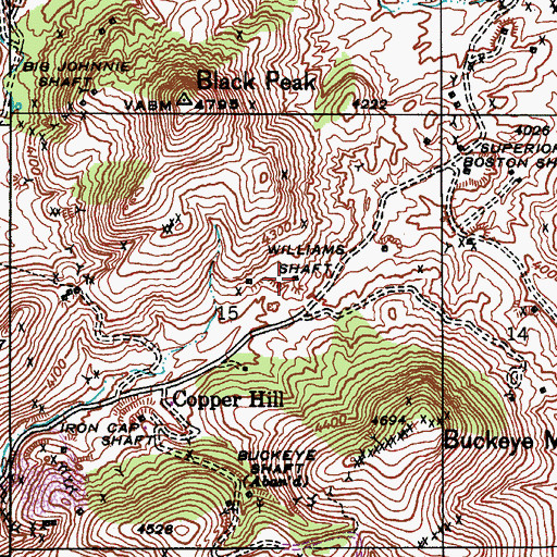 Topographic Map of Williams Shaft, AZ