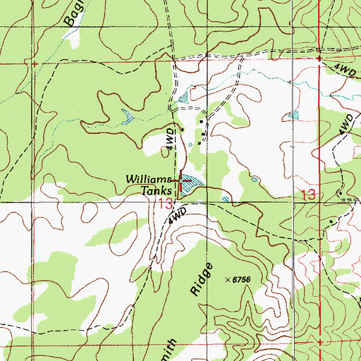 Topographic Map of Williams Tanks, AZ