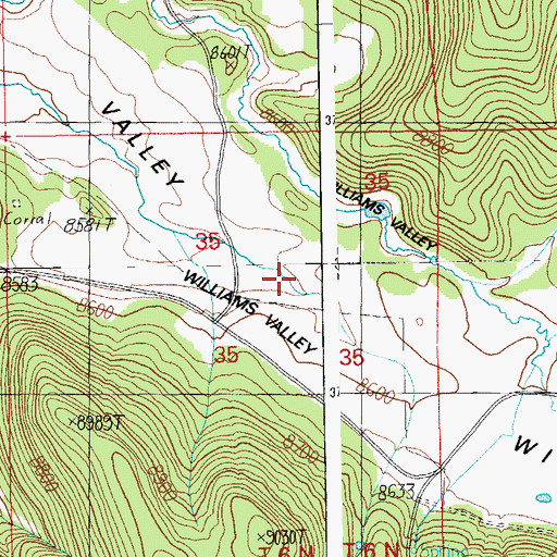 Topographic Map of Williams Valley, AZ