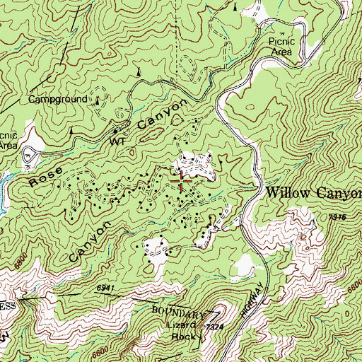 Topographic Map of Willow Canyon, AZ