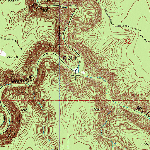 Topographic Map of Willow Creek, AZ