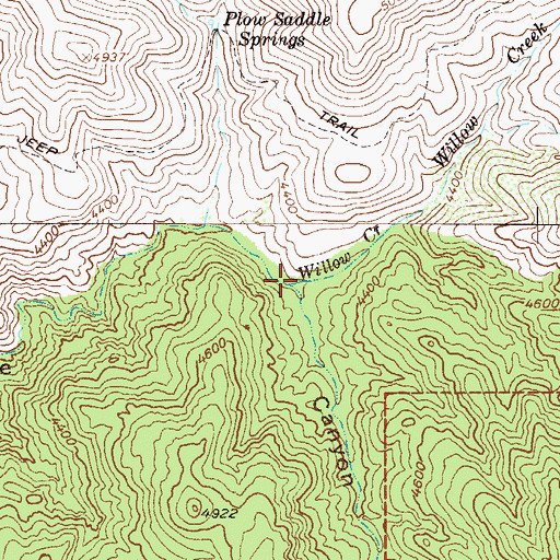 Topographic Map of Willow Creek, AZ