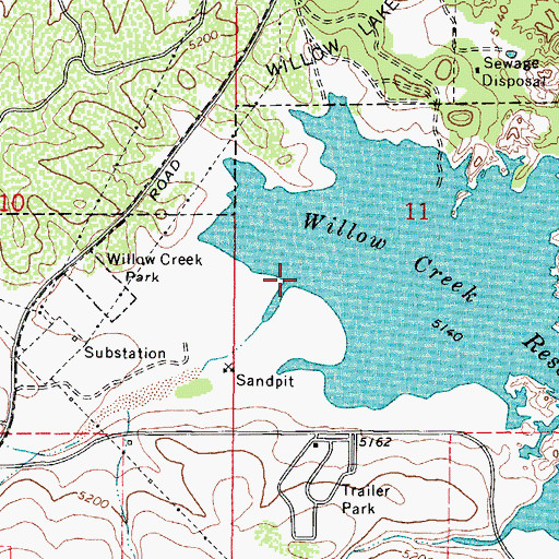 Topographic Map of Willow Creek, AZ