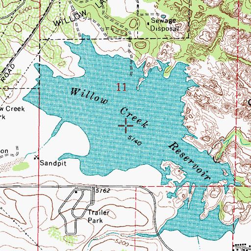 Topographic Map of Willow Creek Reservoir, AZ