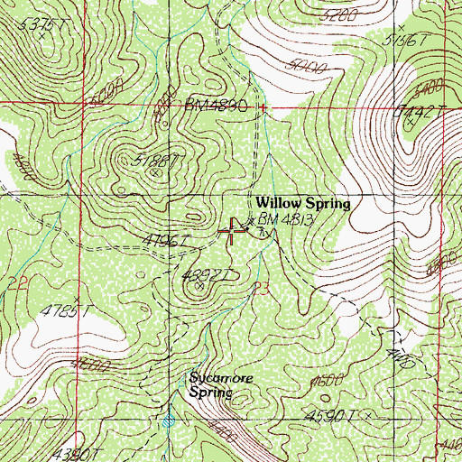 Topographic Map of Willow Spring, AZ