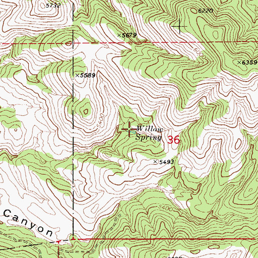 Topographic Map of Willow Spring, AZ