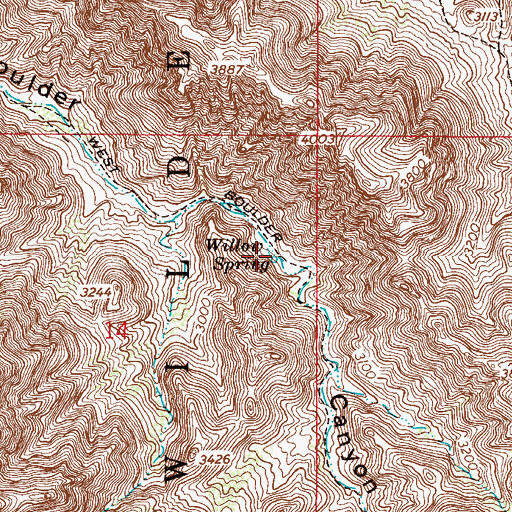 Topographic Map of Willow Spring, AZ