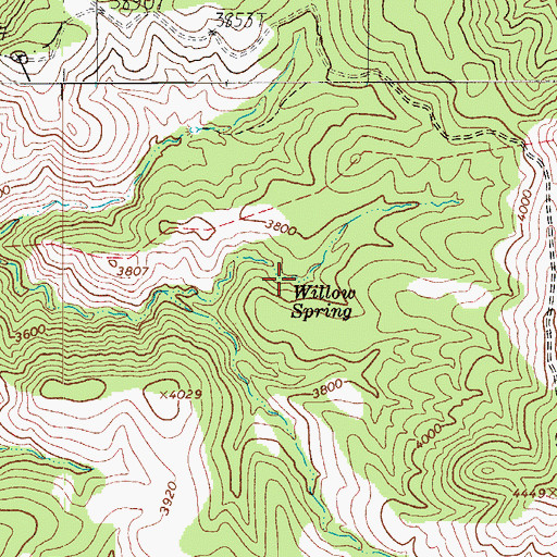 Topographic Map of Willow Spring, AZ