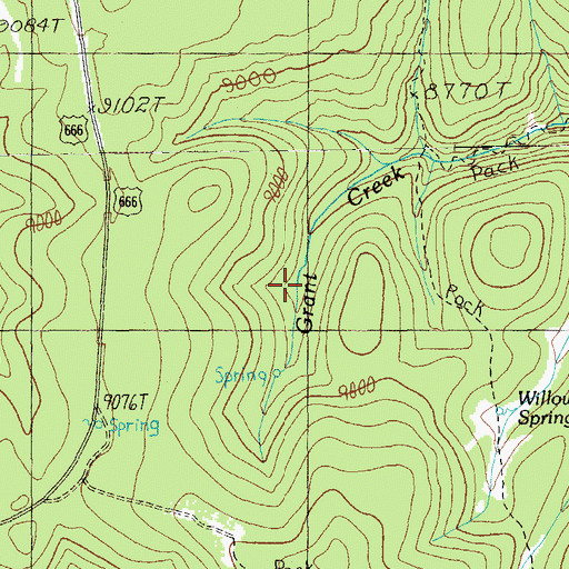 Topographic Map of Willow Spring, AZ