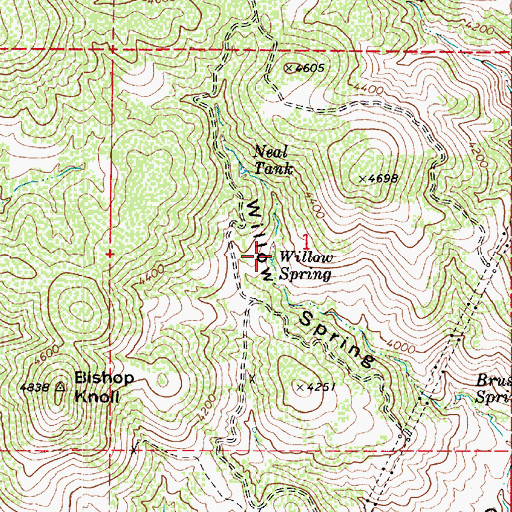 Topographic Map of Willow Spring, AZ