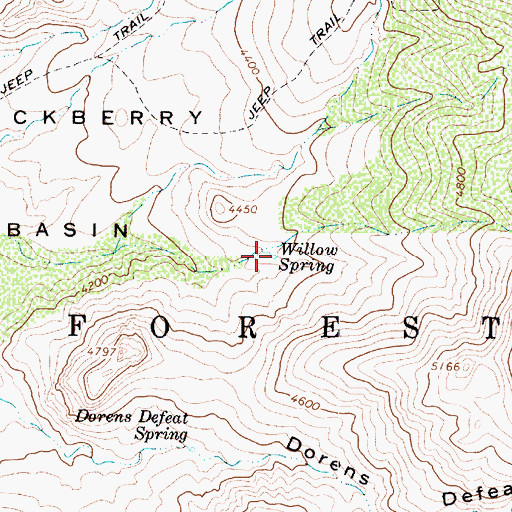 Topographic Map of Willow Spring, AZ