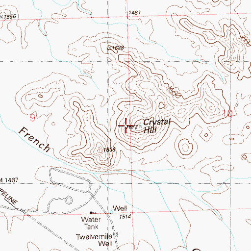 Topographic Map of Crystal Hill, AZ