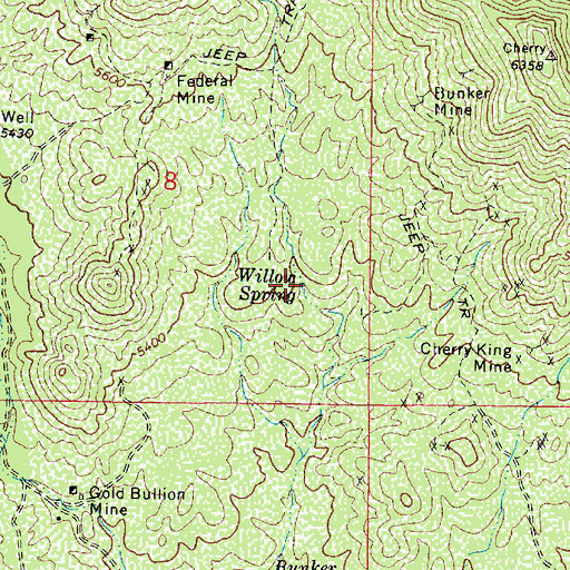 Topographic Map of Willow Spring, AZ