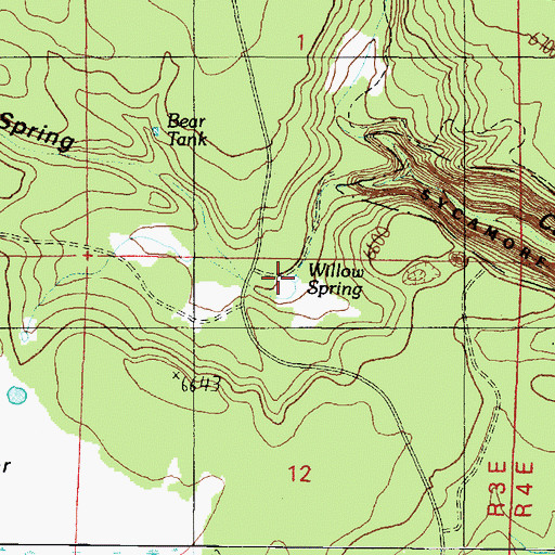 Topographic Map of Willow Spring, AZ