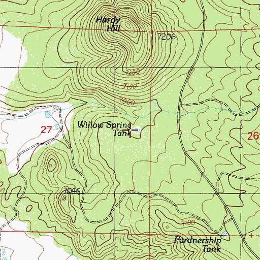 Topographic Map of Willow Spring Tank, AZ