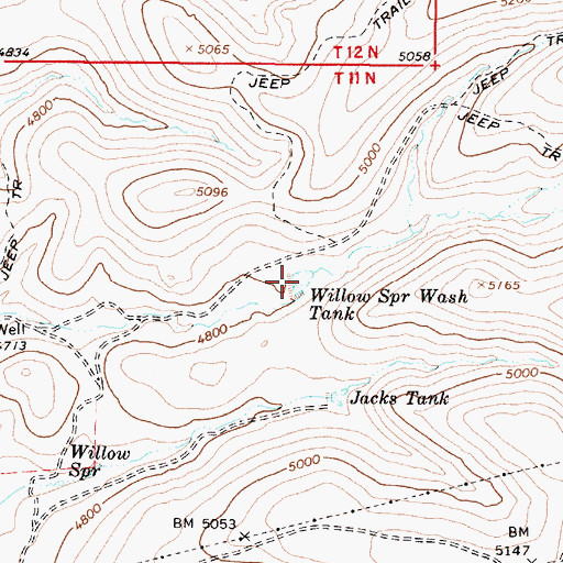 Topographic Map of Willow Spring Wash Tank, AZ