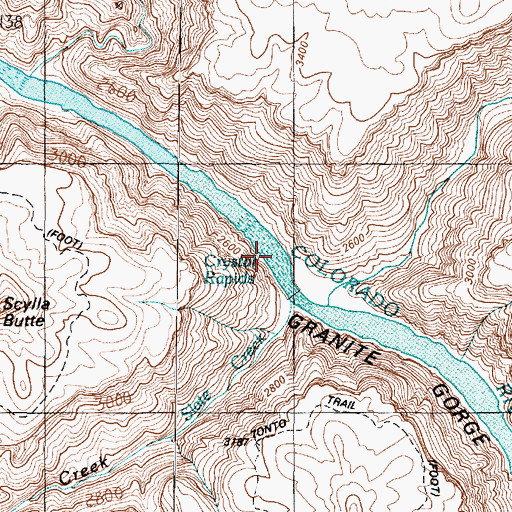 Topographic Map of Crystal Rapids, AZ