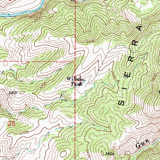 Topographic Map of Willow Tank, AZ