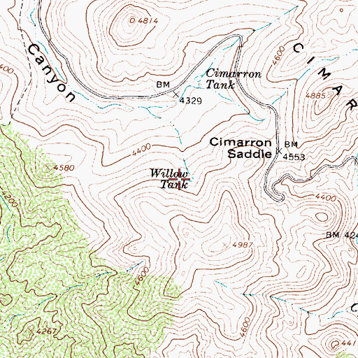 Topographic Map of Willow Tank, AZ