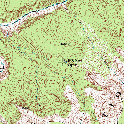 Topographic Map of Willows Tank, AZ