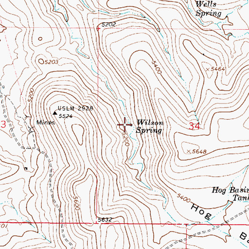 Topographic Map of Wilson Spring, AZ