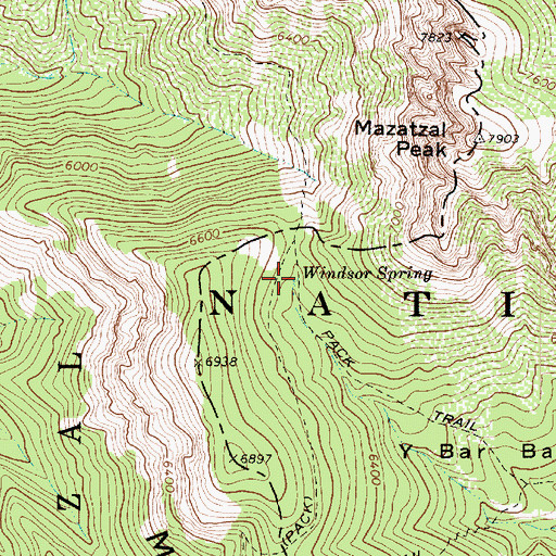 Topographic Map of Windsor Spring, AZ
