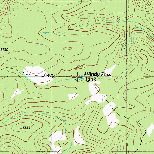 Topographic Map of Windy Pass Tank, AZ