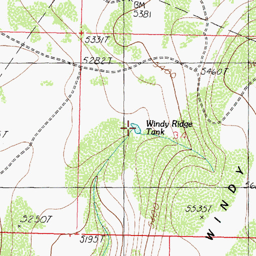 Topographic Map of Windy Ridge Tank, AZ