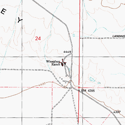 Topographic Map of Wineglass Ranch, AZ