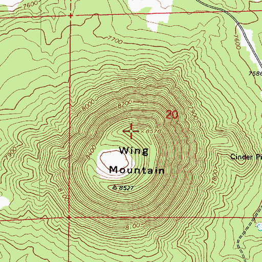 Topographic Map of Wing Mountain, AZ
