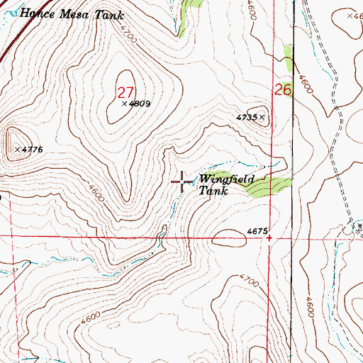 Topographic Map of Wingfield Tank, AZ