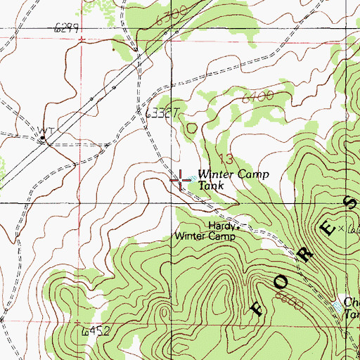 Topographic Map of Winter Camp Tank, AZ